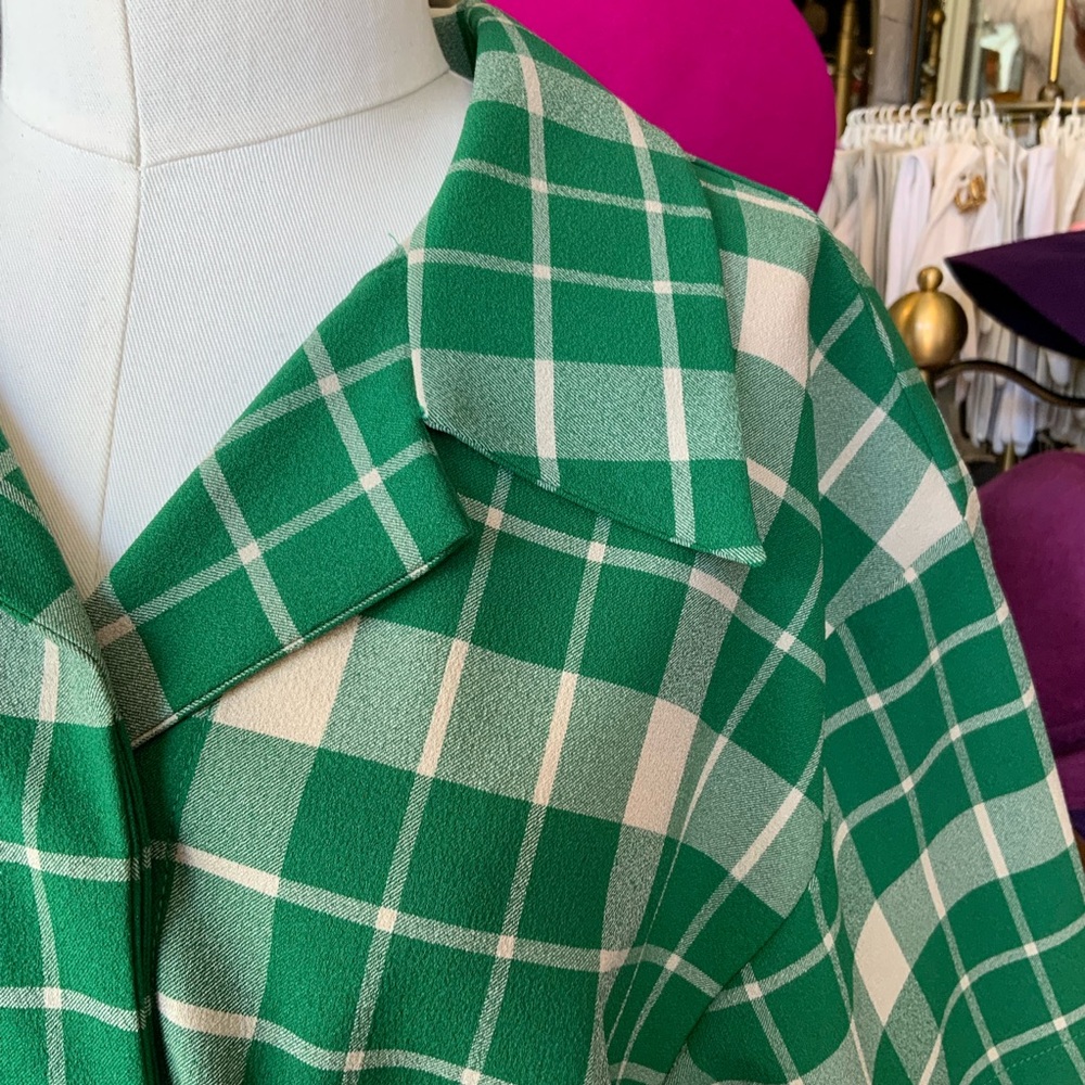 Maison Martin Margiela Green and Cream Checkered Fabric - Picture 2 of 11